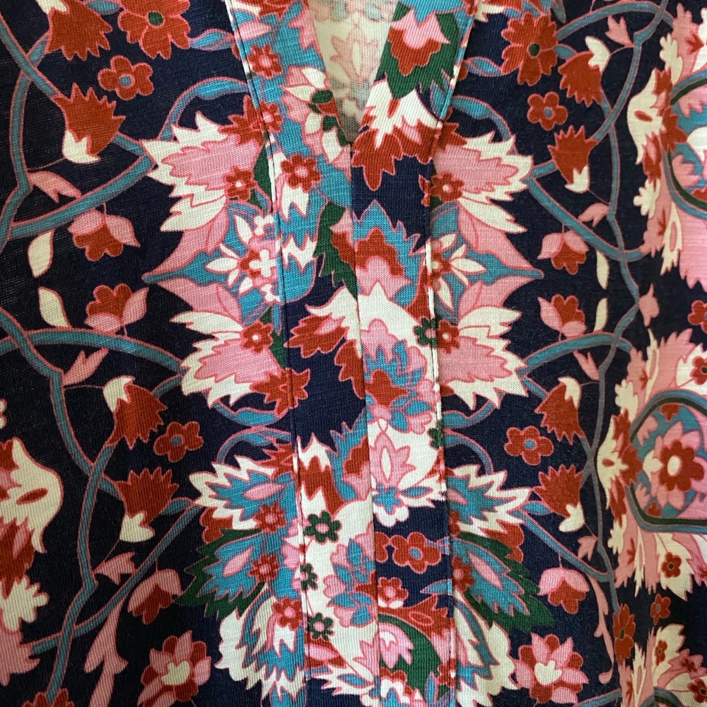 Boden Floral Jersey Midi Dress 10L | Long Sleeve V-Neck | Cotton TENCEL - Picture 5 of 11